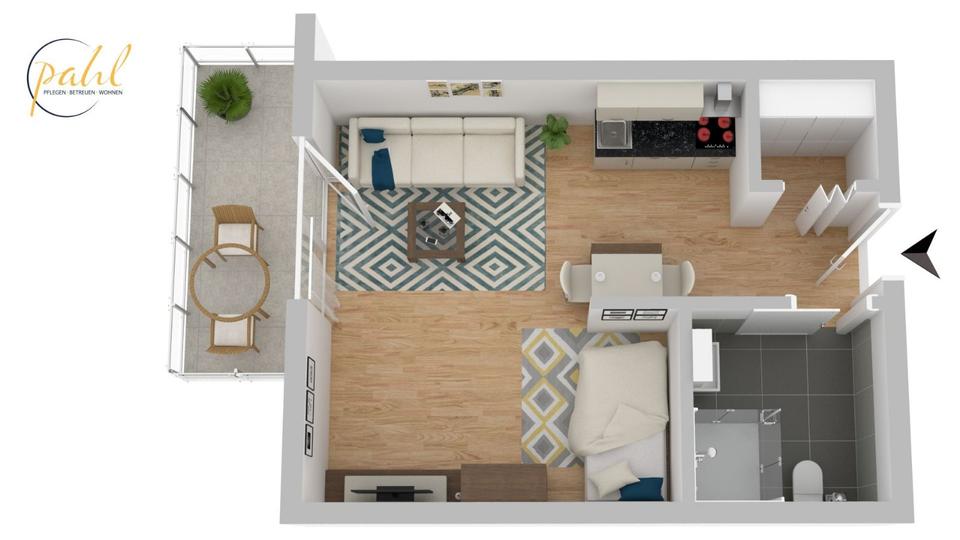 Etagenwohnung Westoverledingen - 1.5 Zimmer, 34 m&sup2;, 545&euro; | Angebot:25865315