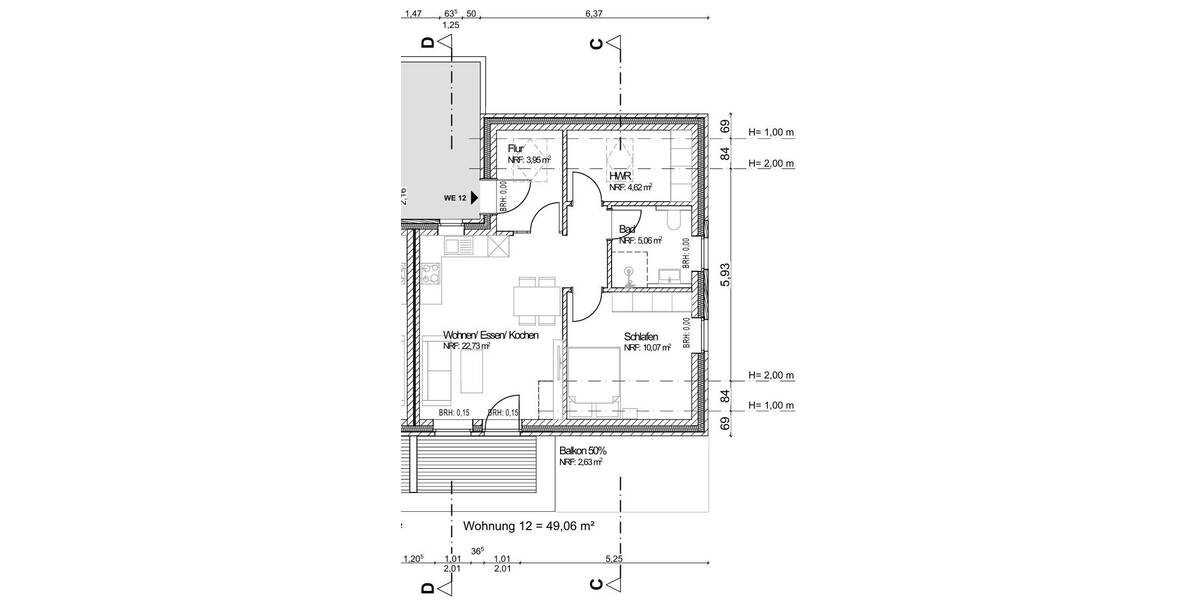 Etagenwohnung Moormerland Veenhusen - 2 Zimmer, 49 m&sup2;, 177.000&euro; | Angebot:25736824