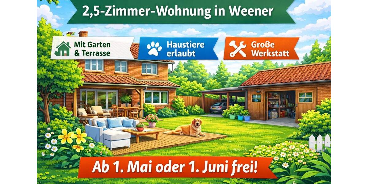 Erdgeschoßwohnung Weener - 3 Zimmer, 100 m&sup2;, 1.000&euro; | Angebot:25834612