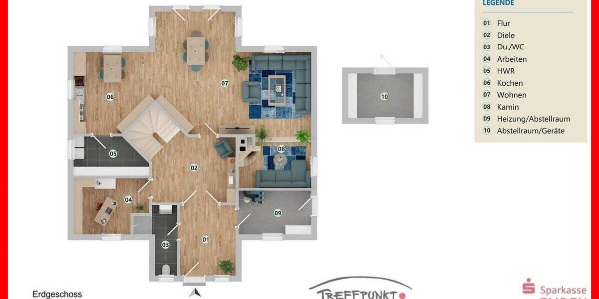 Einfamilienhaus Emden Borssum/Hilmarsum - 5 Zimmer, 205 m&sup2;, 395.000&euro; | Angebot:25769074