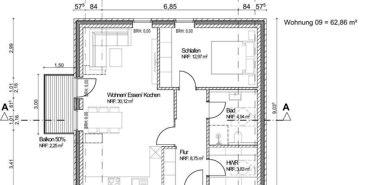 Etagenwohnung Moormerland Veenhusen - 2 Zimmer, 62 m&sup2;, 221.900&euro; | Angebot:25819733