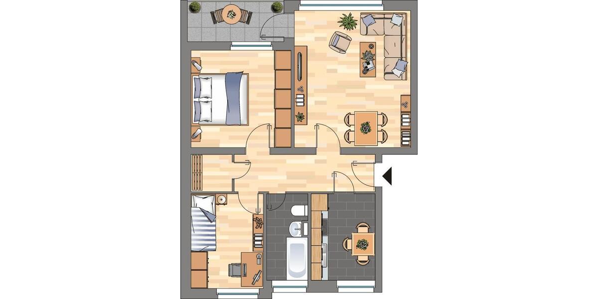 Etagenwohnung Leer (Ostfriesland) - 3 Zimmer, 61 m&sup2;, 469&euro; | Angebot:25858326
