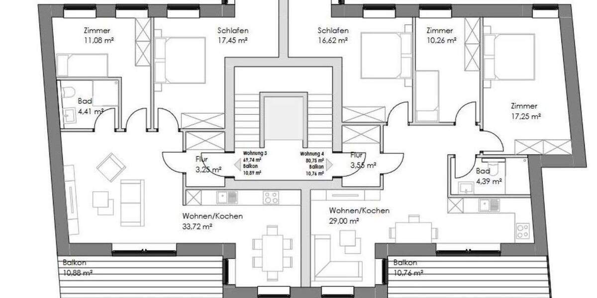 Etagenwohnung Emden Stadtzentrum - 3 Zimmer, 98 m&sup2;, 1.790&euro; | Angebot:25760489