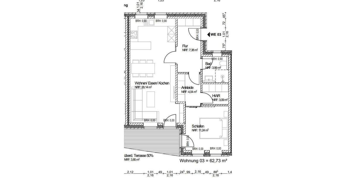 Etagenwohnung Moormerland Veenhusen - 2 Zimmer, 62 m&sup2;, 221.500&euro; | Angebot:25736822