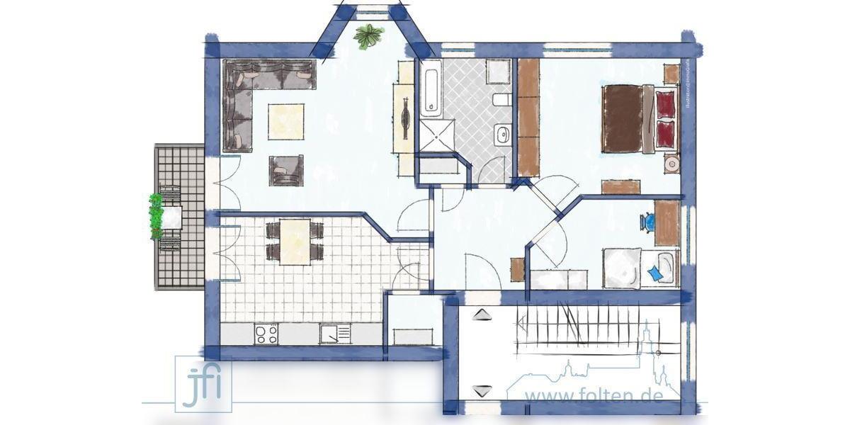 Etagenwohnung Aurich - 3 Zimmer, 78 m&sup2;, 650&euro; | Angebot:26001548