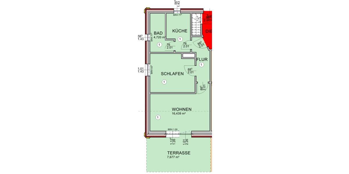 Etagenwohnung Norden - 2 Zimmer, 45 m&sup2;, 585&euro; | Angebot:26450070