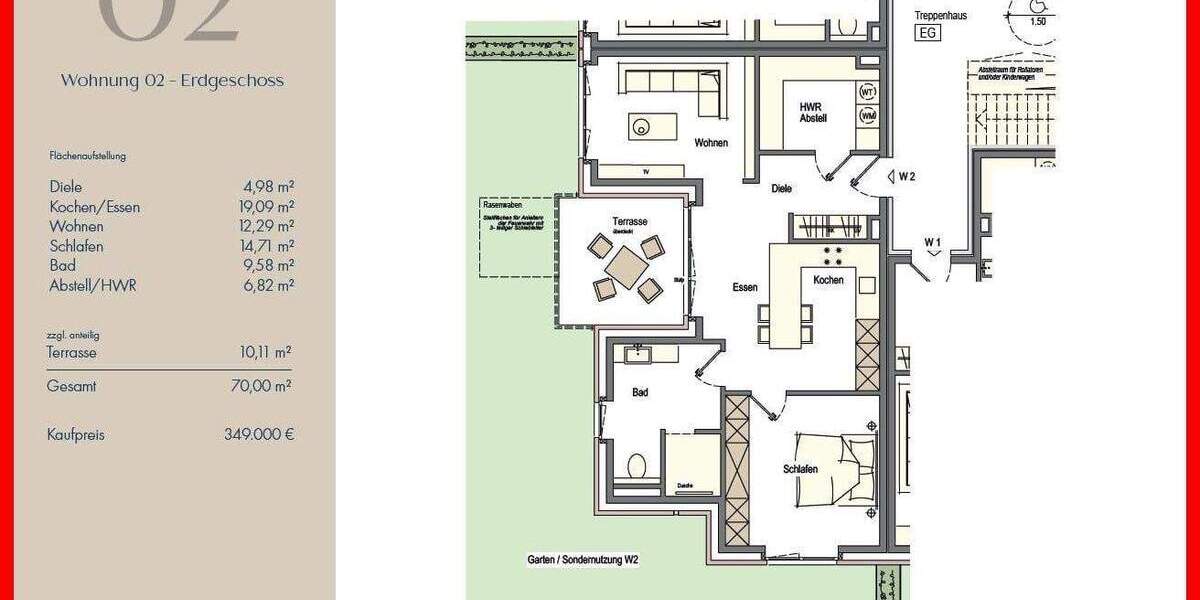Etagenwohnung Emden Larrelt - 2 Zimmer, 70 m&sup2;, 349.000&euro; | Angebot:25769075