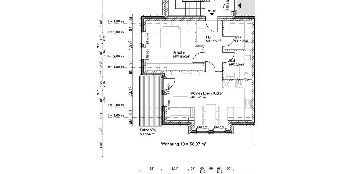 Etagenwohnung Moormerland Veenhusen - 2 Zimmer, 59 m&sup2;, 207.900&euro; | Angebot:25689806