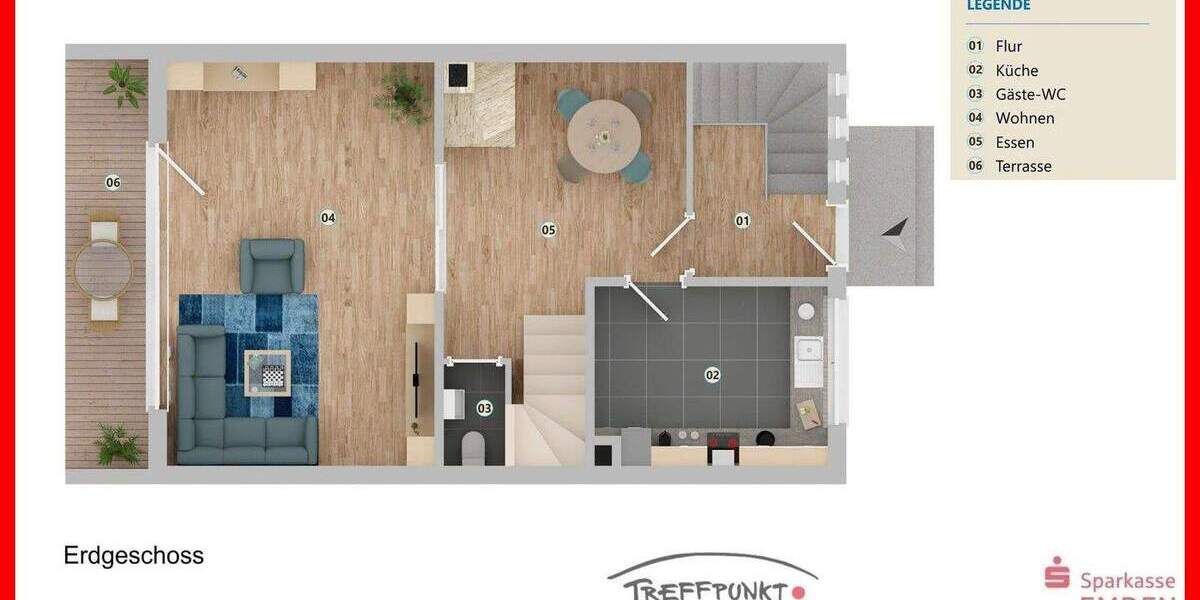 Reihenendhaus Emden Borssum/Hilmarsum - 7 Zimmer, 148 m&sup2;, 225.000&euro; | Angebot:25662792