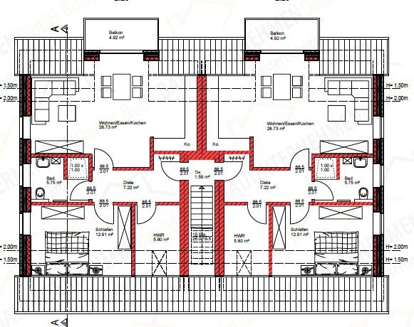 Etagenwohnung Krummhörn - 2 Zimmer, 63 m&sup2;, 600&euro; | Angebot:26047013
