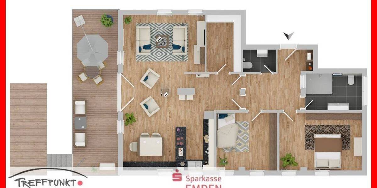 Etagenwohnung Emden Wolthusen - 3 Zimmer, 118 m&sup2;, 459.000&euro; | Angebot:26064387