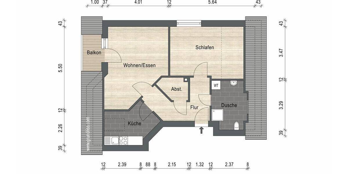 Etagenwohnung Lütetsburg - 2 Zimmer, 55 m&sup2;, 188.000&euro; | Angebot:25729418