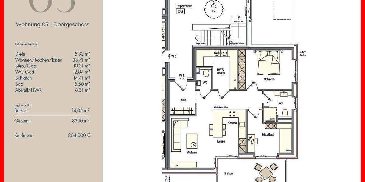 Etagenwohnung Emden Larrelt - 3 Zimmer, 83 m&sup2;, 364.000&euro; | Angebot:25671172