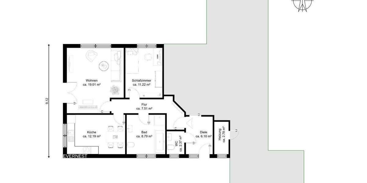 Doppelhaushälfte Leer (Ostfriesland) Loga - 2 Zimmer, 60 m&sup2;, 150.000&euro; | Angebot:25686969