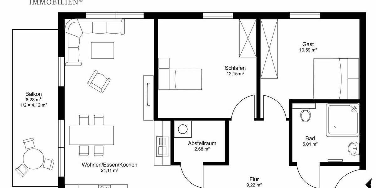 Etagenwohnung Moormerland Neermoor - 3 Zimmer, 73 m&sup2;, 299.000&euro; | Angebot:25737751