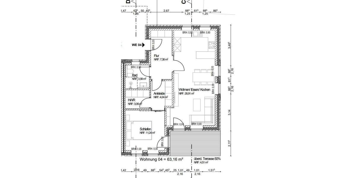 Etagenwohnung Moormerland Veenhusen - 2 Zimmer, 63 m&sup2;, 222.900&euro; | Angebot:25689814