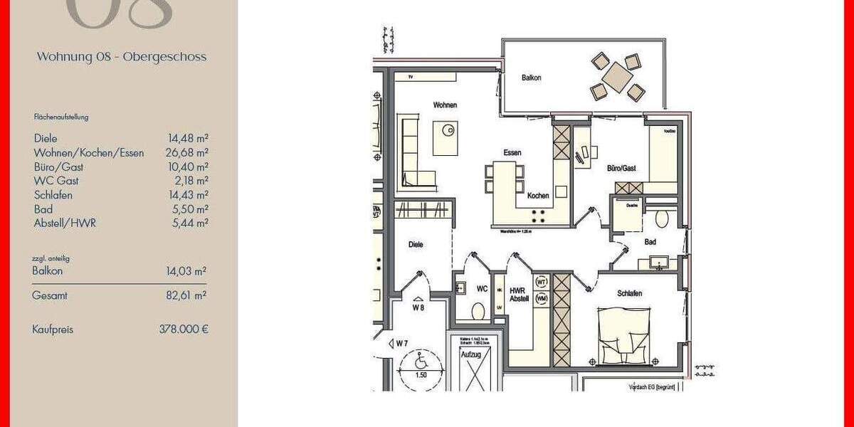 Etagenwohnung Emden Larrelt - 3 Zimmer, 82 m&sup2;, 378.000&euro; | Angebot:25727342