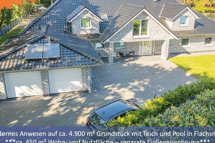 ***Modernes Anwesen - Haus mit Einliegerwohnung auf ca. 4.900 m² Grundstück mit Teich in Flachsmeer*** - Haus Westoverledingen | Angebot:23273632