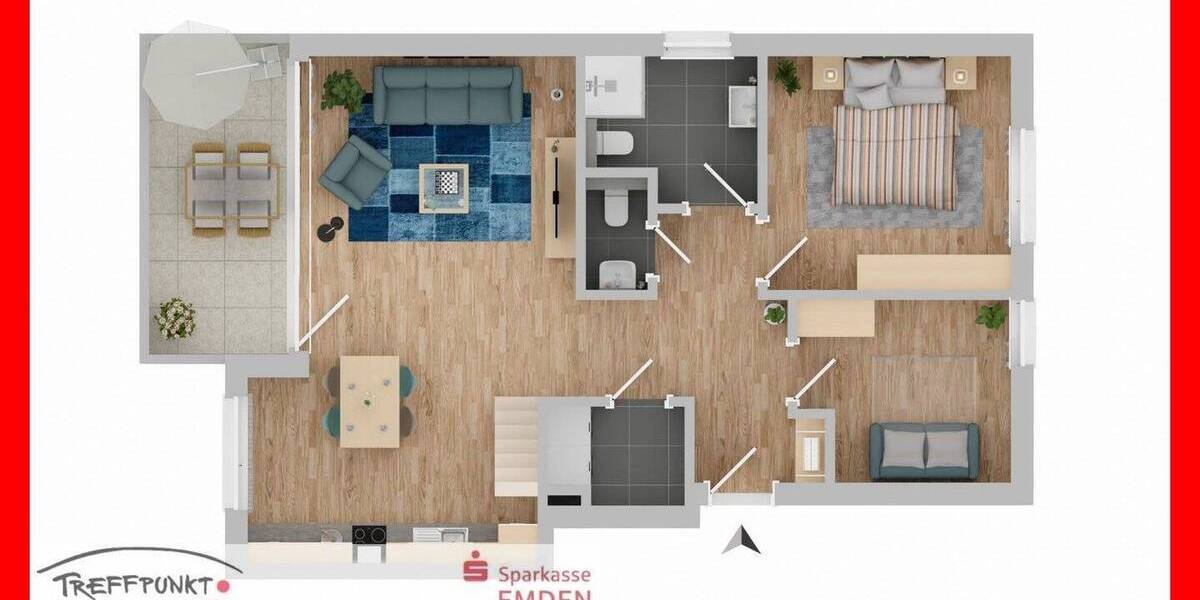 Etagenwohnung Emden Stadtzentrum - 4 Zimmer, 114 m&sup2;, 429.000&euro; | Angebot:26015019