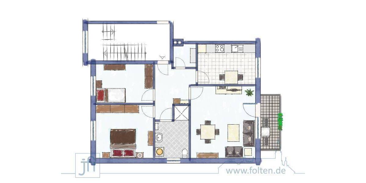 Etagenwohnung Leer (Ostfriesland) Leer - 3 Zimmer, 76 m&sup2;, 595&euro; | Angebot:26161426