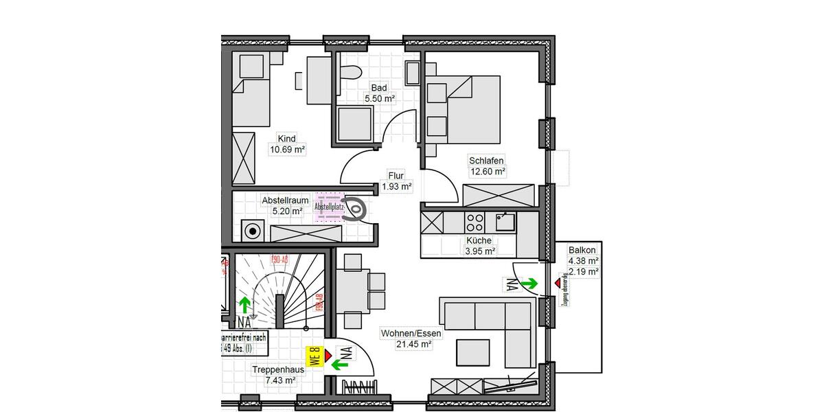 Erdgeschoßwohnung Bunde - 3 Zimmer, 64 m&sup2;, 899&euro; | Angebot:26561474
