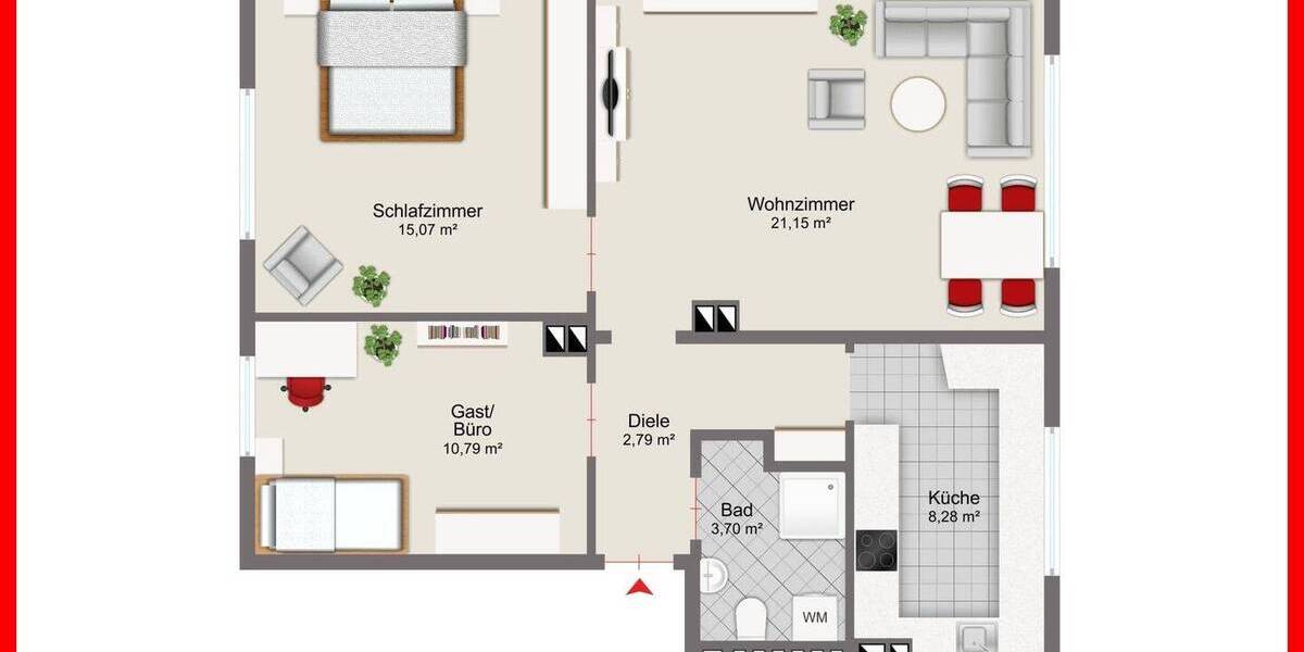 Etagenwohnung Emden Borssum/Hilmarsum - 3 Zimmer, 63 m&sup2;, 95.000&euro; | Angebot:26154443