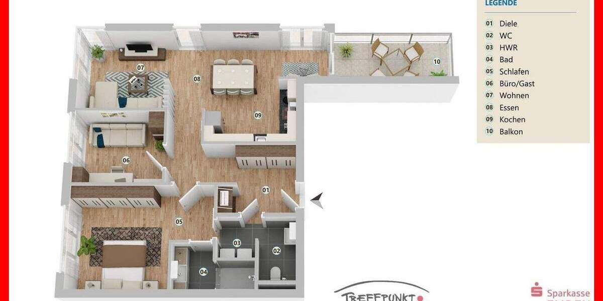 Etagenwohnung Emden Stadtzentrum - 3 Zimmer, 87 m&sup2;, 462.000&euro; | Angebot:25662775