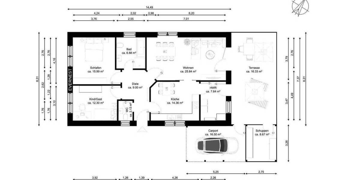 Bungalow Westoverledingen Ihrhove - 3 Zimmer, 98 m&sup2;, 365.000&euro; | Angebot:25738515