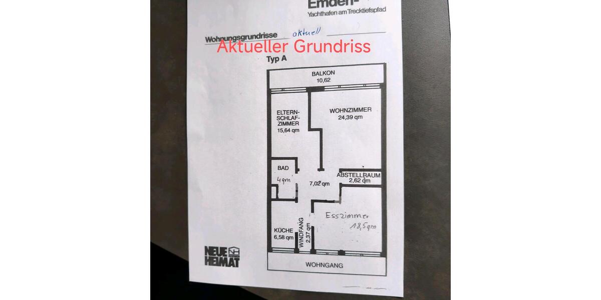 Etagenwohnung Emden Tholenswehr - 3 Zimmer, 87 m&sup2;, 95.000&euro; | Angebot:25932039