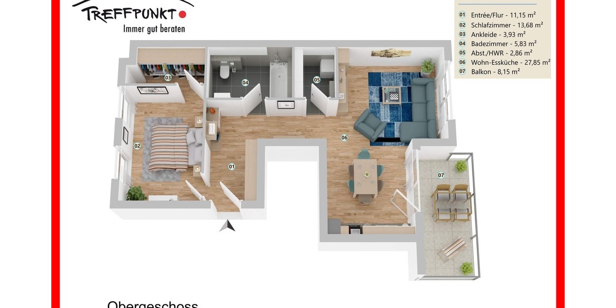 Etagenwohnung Emden Stadtzentrum - 3 Zimmer, 69 m&sup2;, 289.000&euro; | Angebot:25796510