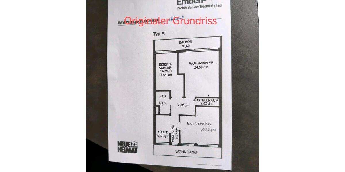 Etagenwohnung Emden Tholenswehr - 3 Zimmer, 87 m&sup2;, 95.000&euro; | Angebot:25932039